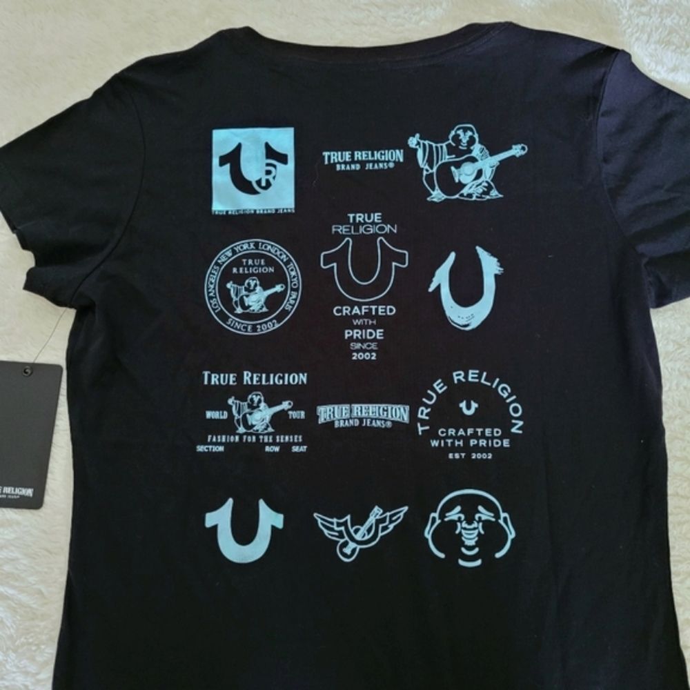 True Religion🙏 Logo Icons Slim Fit V-Neck Tee👕 - NWT - Picture 7 of 16